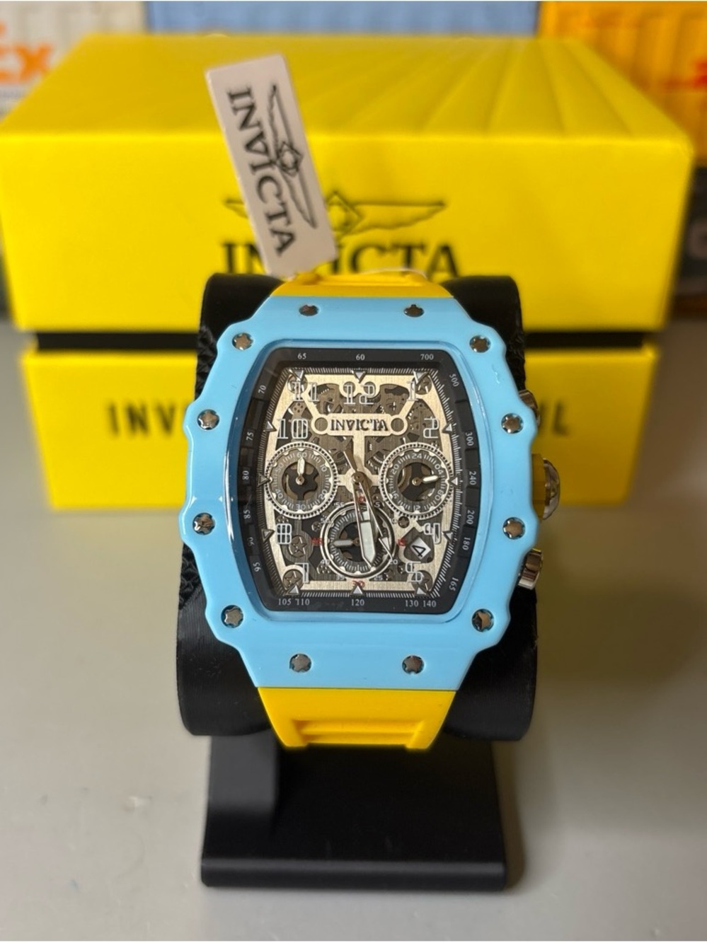 Invicta Racing Nitro yellow edition Chronograph Watch - Skeleton Dial